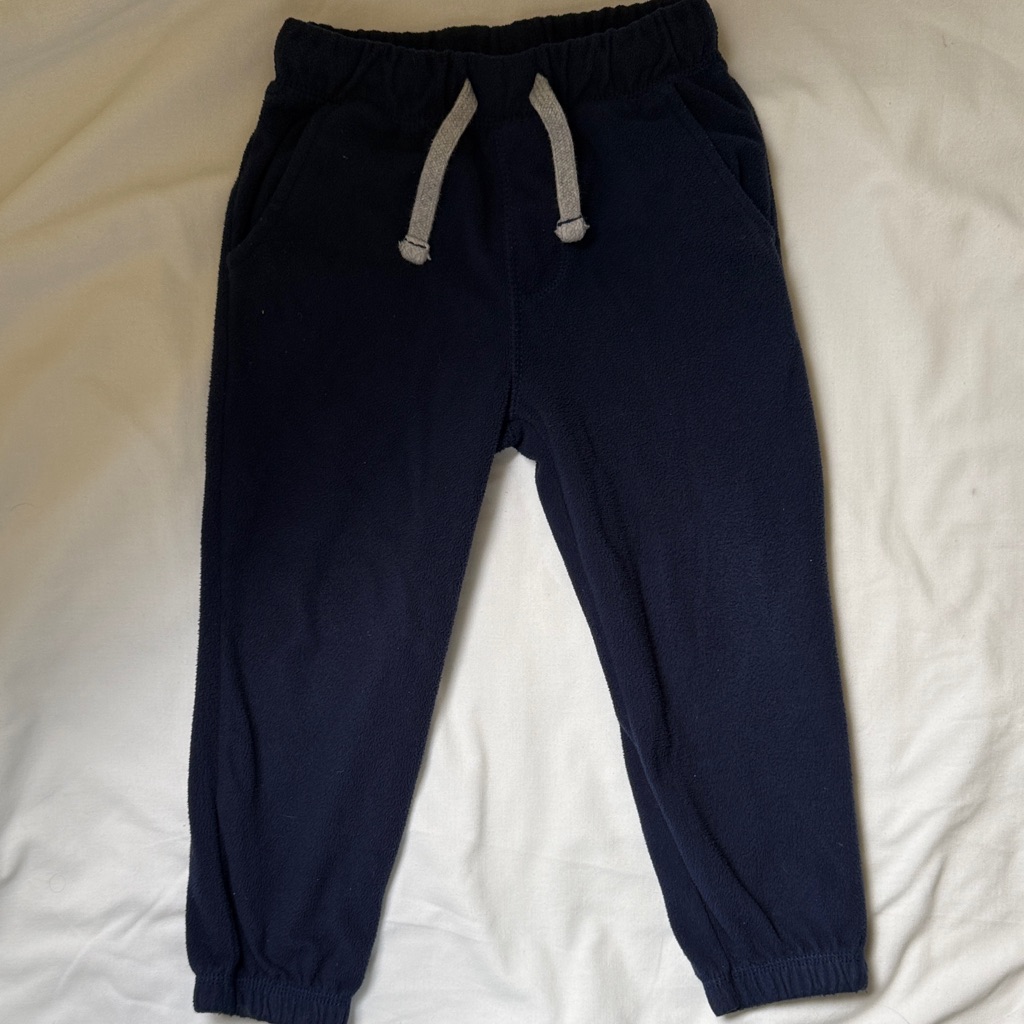 Carter's Fleece Like Navy Sweatpants With Gray Drawstring 3t